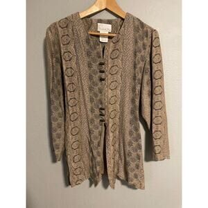 Vintage Pride & Joy Womens Tunic Size 14 Brown Geometric Rayon Blend Artsy 90s